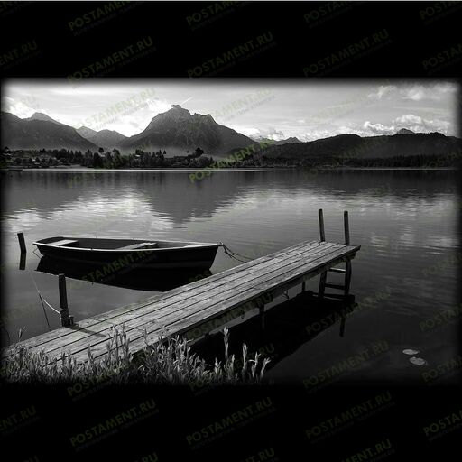 Гравировка лодки на памятник из гранита