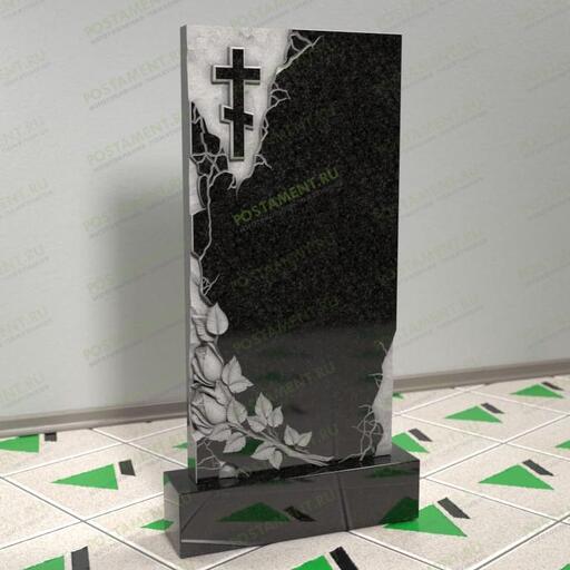 Памятник с розами и крестом 12640