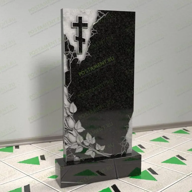 Памятник с розами и крестом 12640