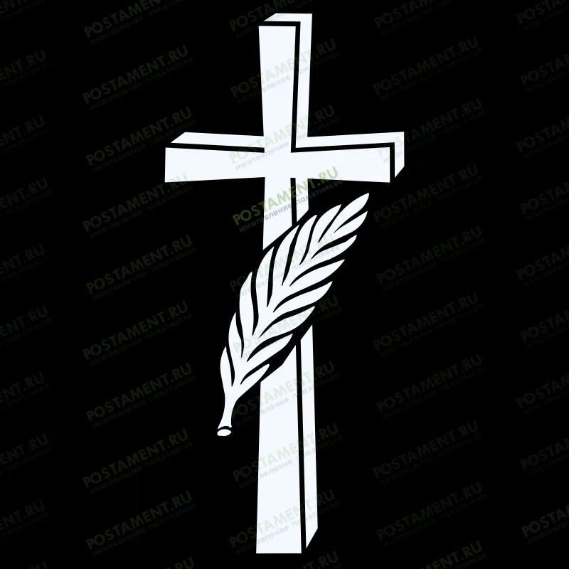 крест с веточкой на памятник гравировка