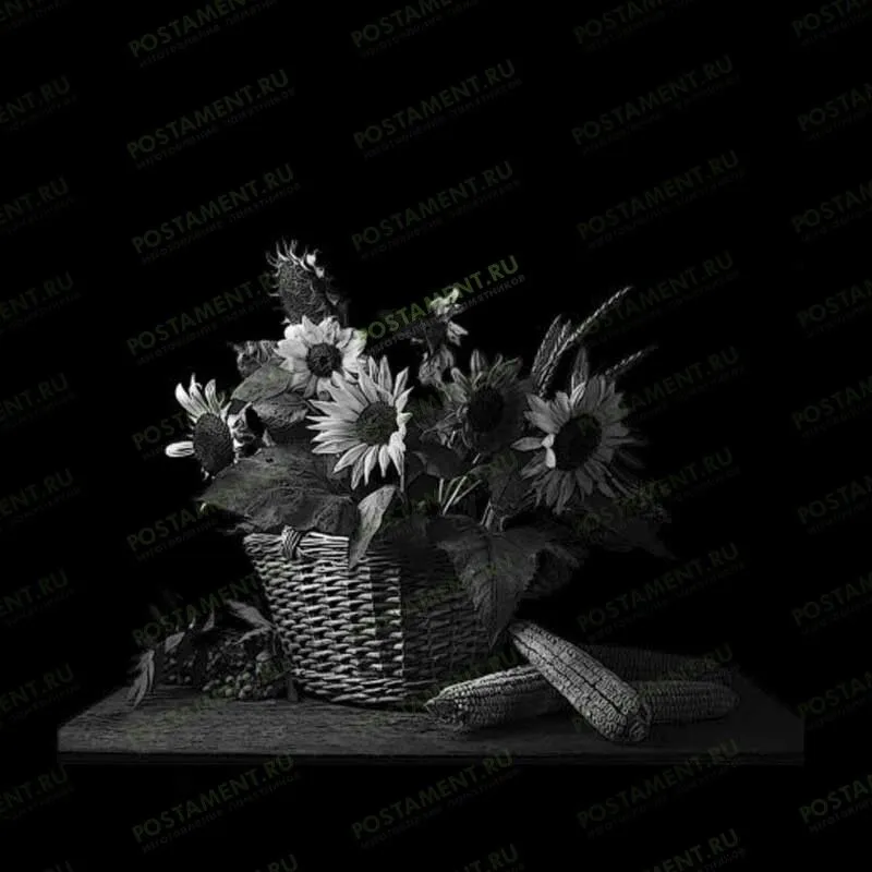 Корзина с цветами для нанесения на памятник 91075