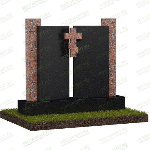 Комбинированный памятник с крестом № 18529