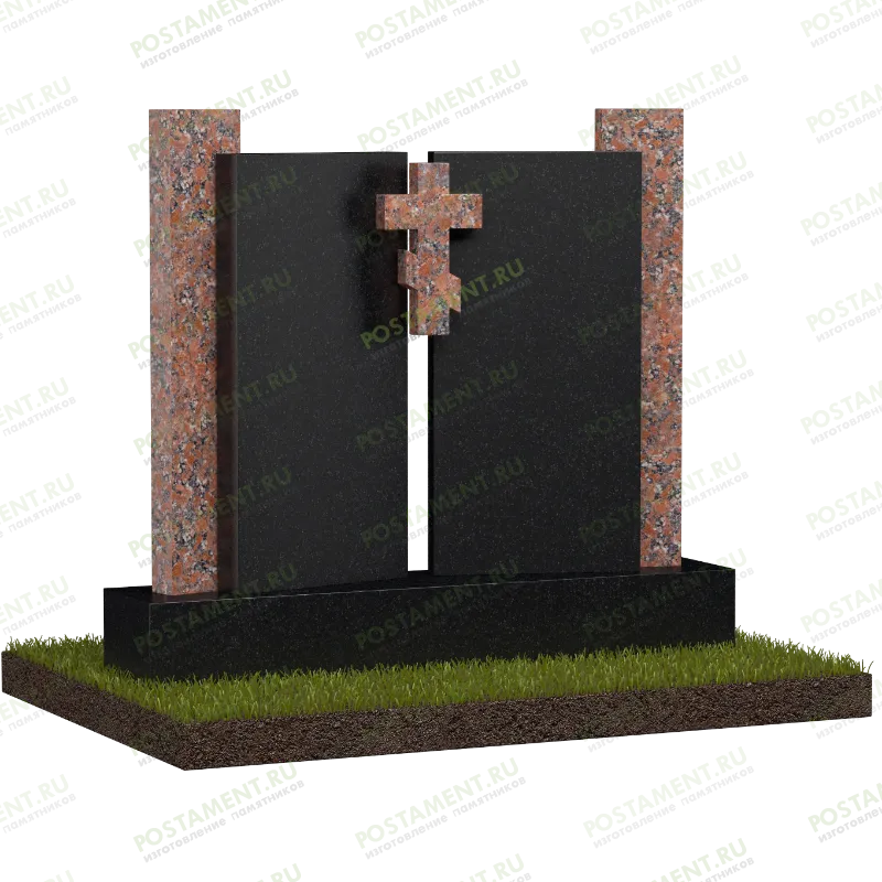 Комбинированный памятник с крестом № 18529
