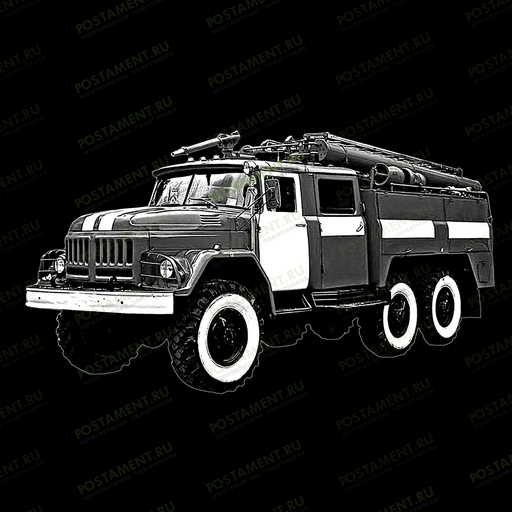 Пожарная машина на памятник из гранита