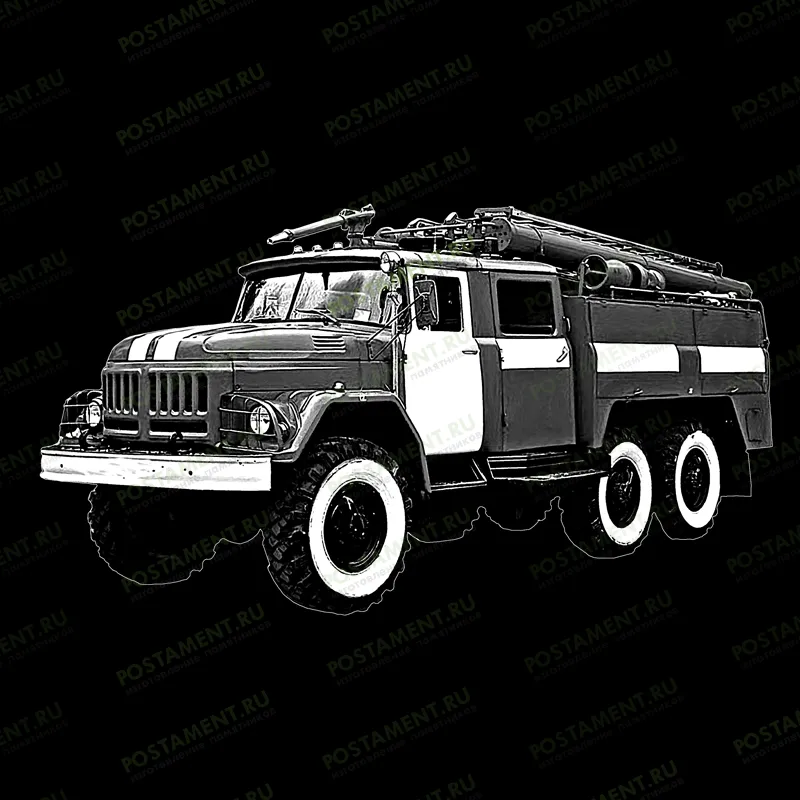 Пожарная машина на памятник из гранита