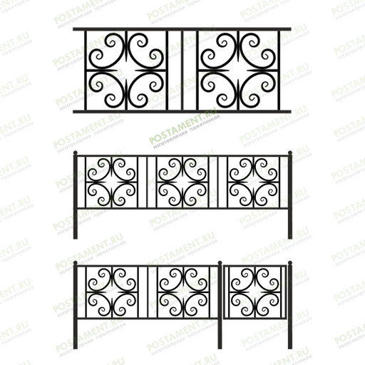 Ограда с узором "Ромб" ритуальная 31014