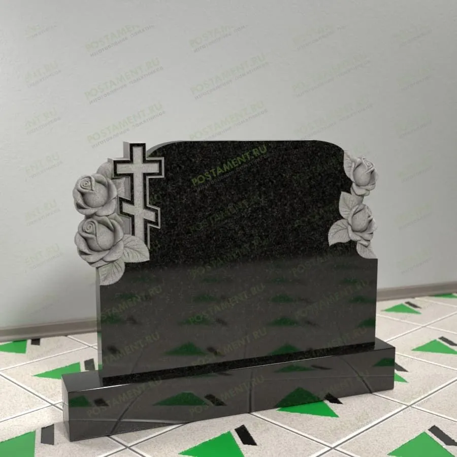 Памятник с розами и крестом 17741