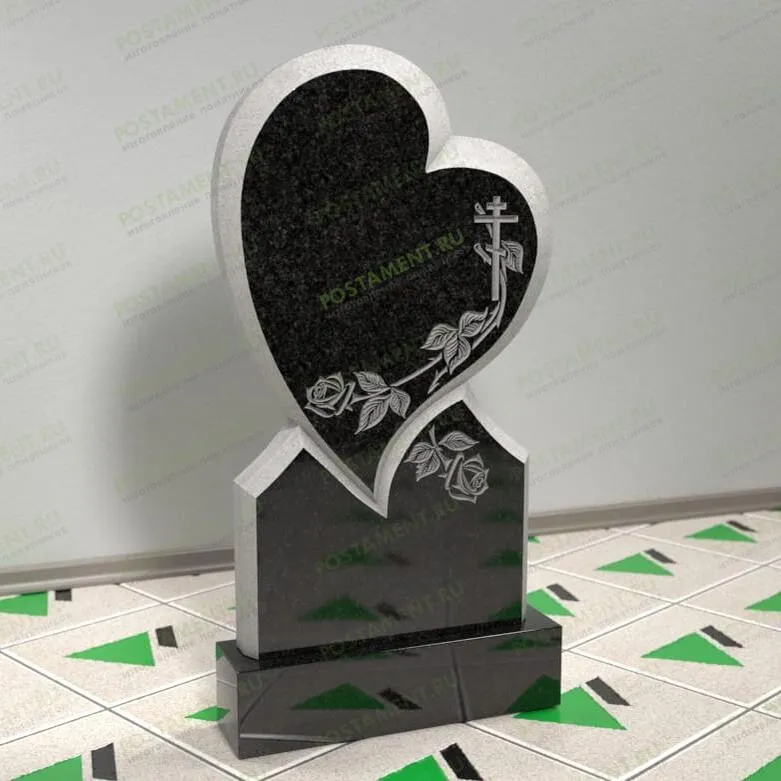 Памятник с розами и сердцем на могилу