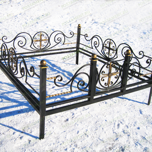 Кованая ограда с крестом 34032 на могилу