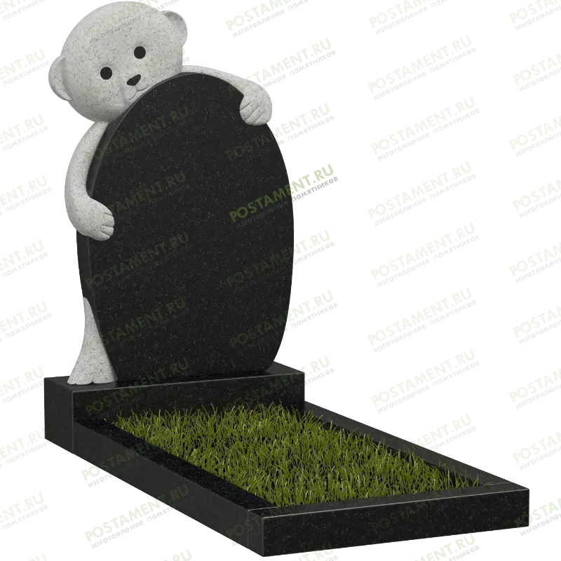 Памятник с мишкой из гранита
