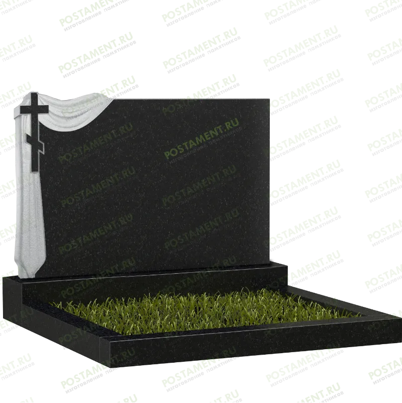 Памятник с крестом и тканью на могилу