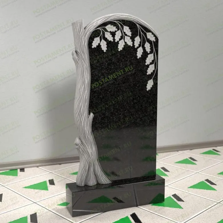 Памятник с дубом на могилу из гранита 12121