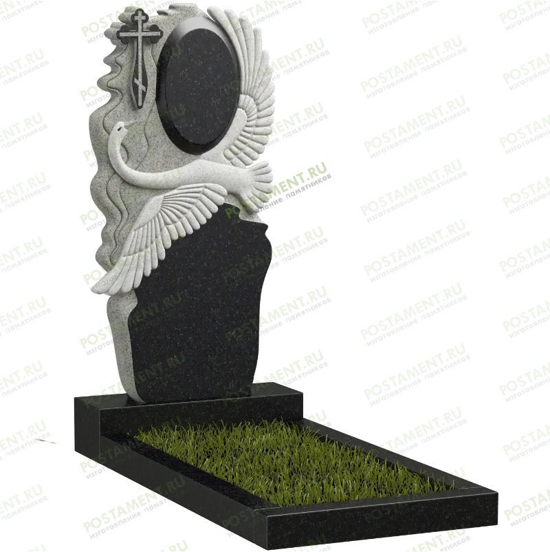 Памятник с лебедем и крестом на могилу