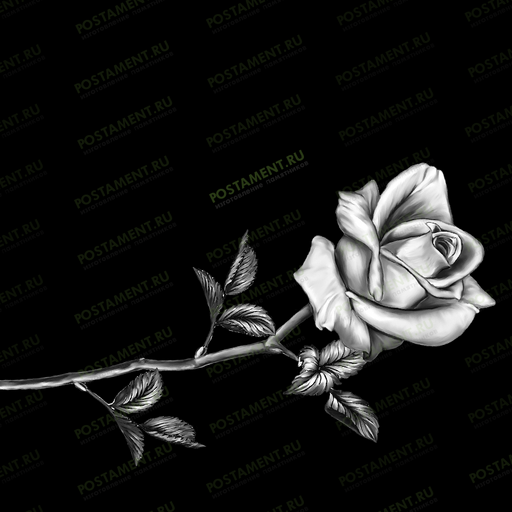 Розочка распустившаяся на памятник из гранита 91004