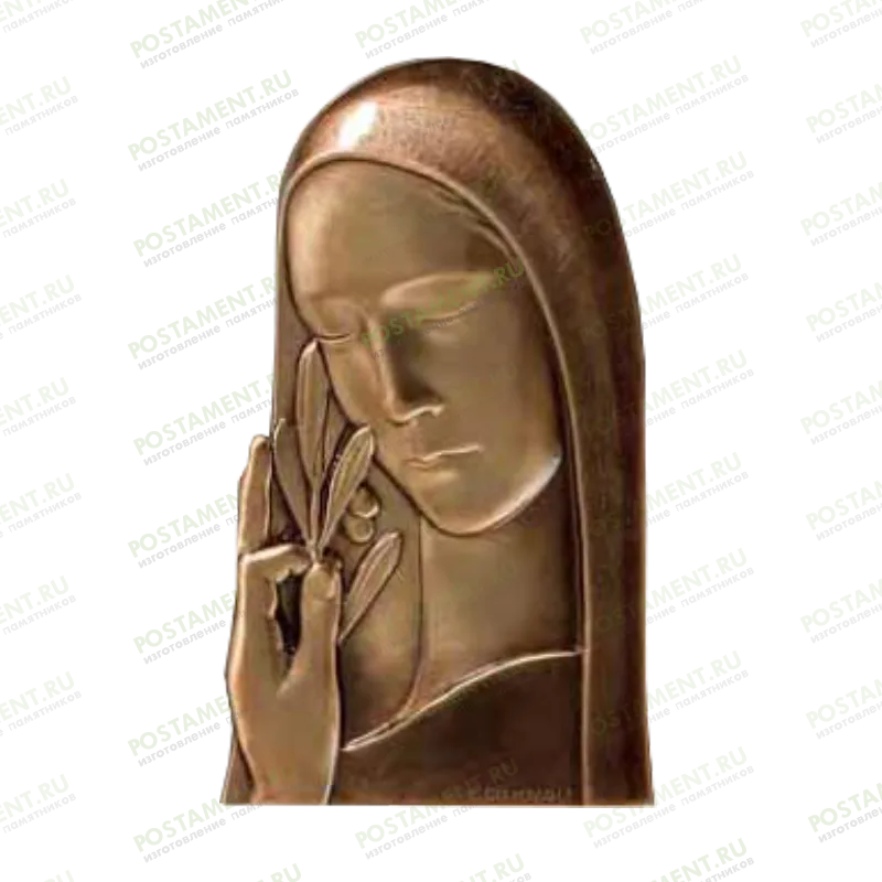 Барельеф мадонны из бронзы на надгробии 82170