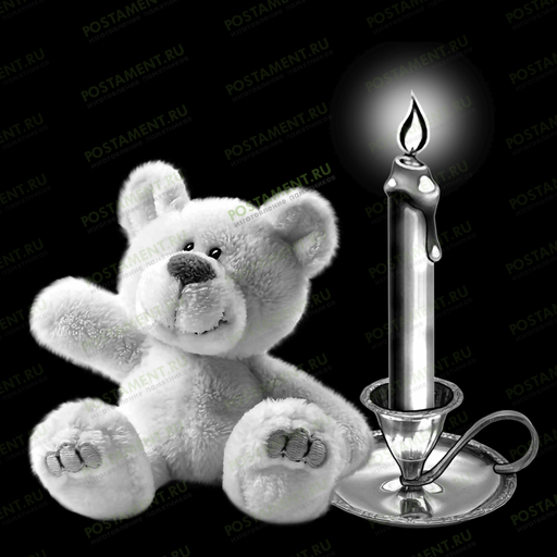 мишка со свечой на памятник гравировка 92042