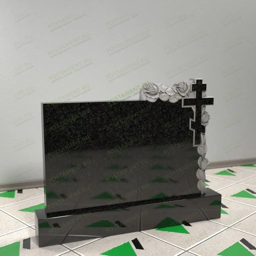 Памятник с розами и крестом 17715