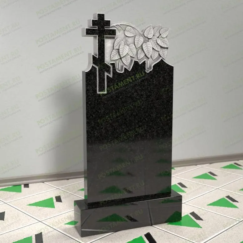 Памятник с березовой веткой на могилу