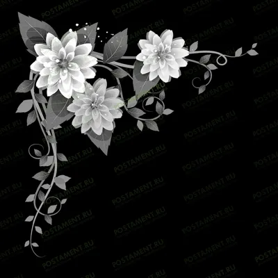 Уголок с цветком на памятник из гранита 96038