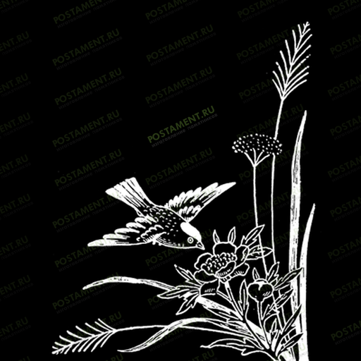 Гравировка птички на памятник 91123