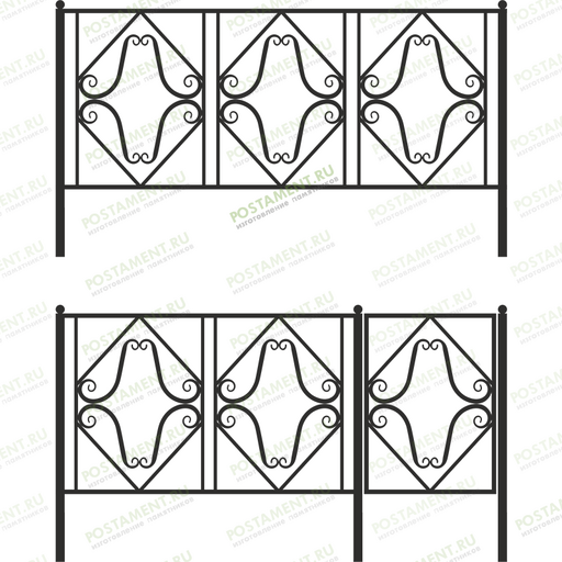 Высокое ограждение металлическое на могилу 33022