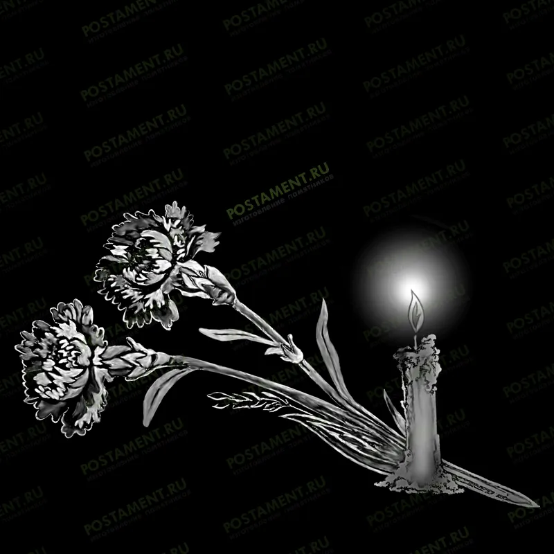 свеча с цветами на памятник гравировка 92031