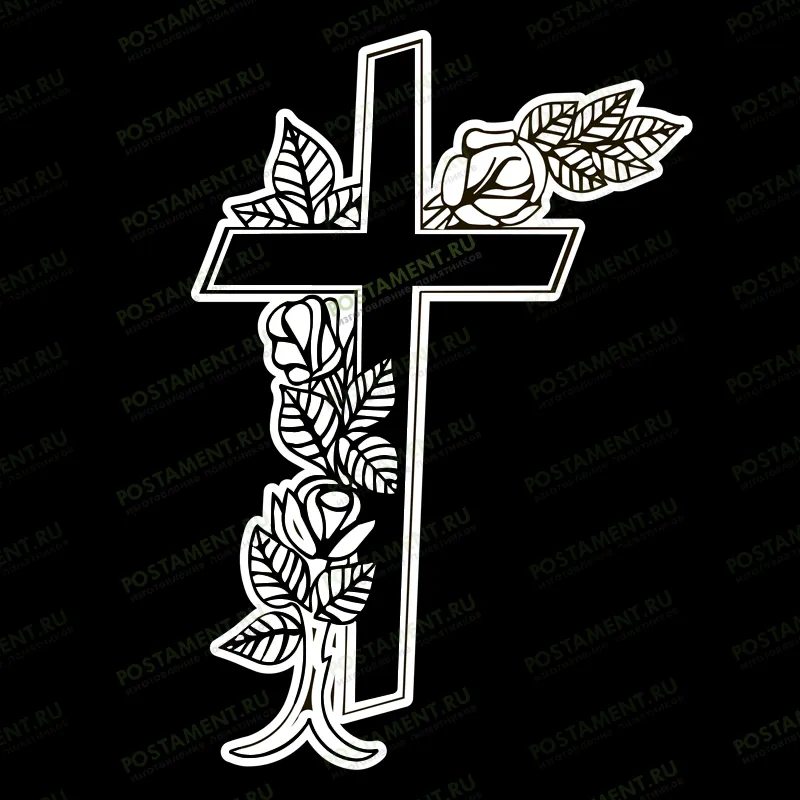 Крест с розами - уголок на памятник 93091