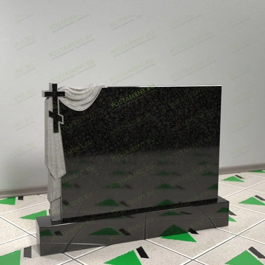 Памятник с крестом и тканью на могилу 17618