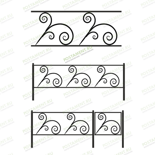 Ограда ритуальная с цветочным орнаментом 31003