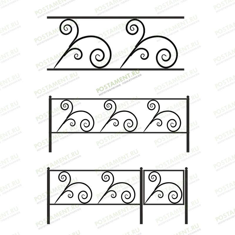 Ограда ритуальная с цветочным орнаментом 31003