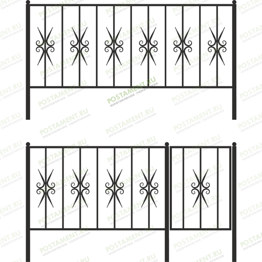 Высокая простая ограда на могилу 33009