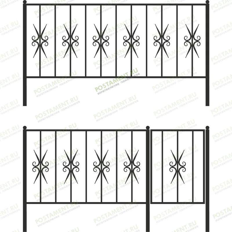 Высокая простая ограда на могилу 33009
