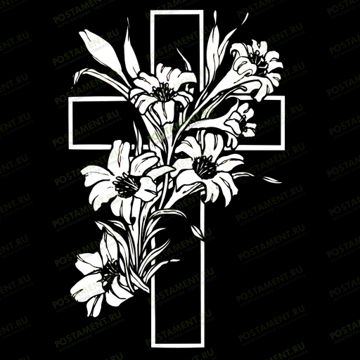 крест с цветочками на памятник гравировка 93063