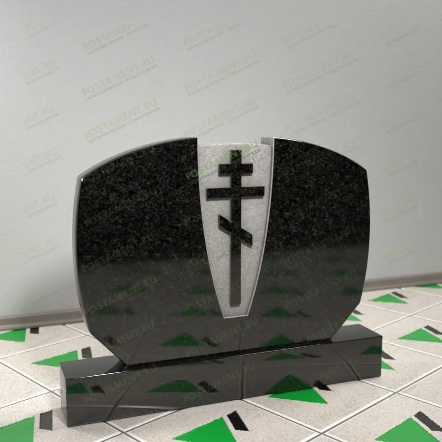 Горизонтальный обелиск с крестом на могилу 16001