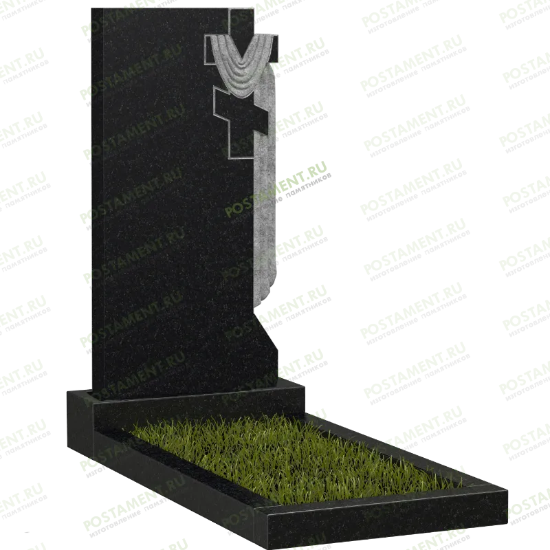 Надгробие для военного  - крест в драпировке