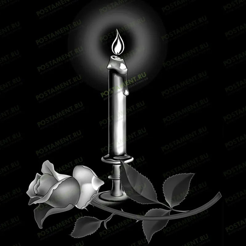 свеча с розой на памятник гравировка 92032