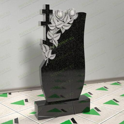 Памятник с розами и крестом 12560