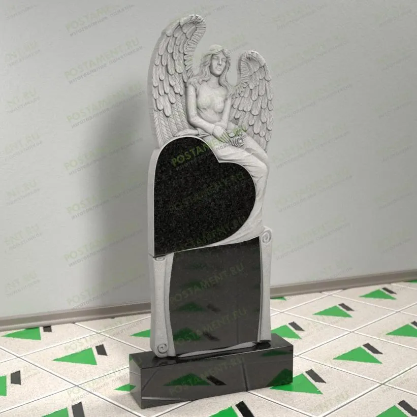 Памятник с ангелом и сердцем 14145