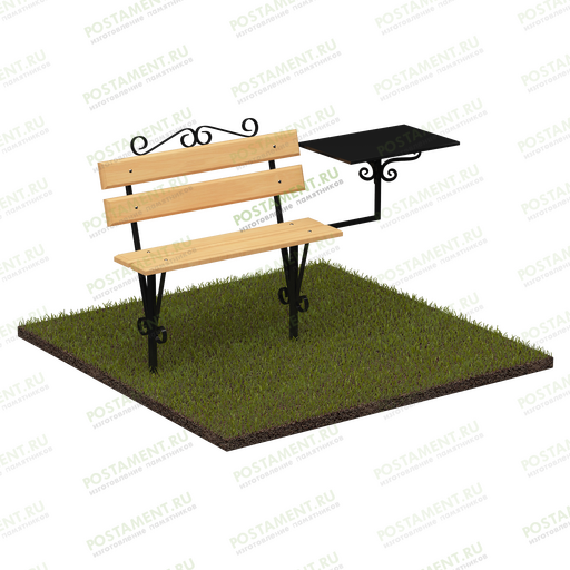 скамейка с металлическим столиком на кладбище