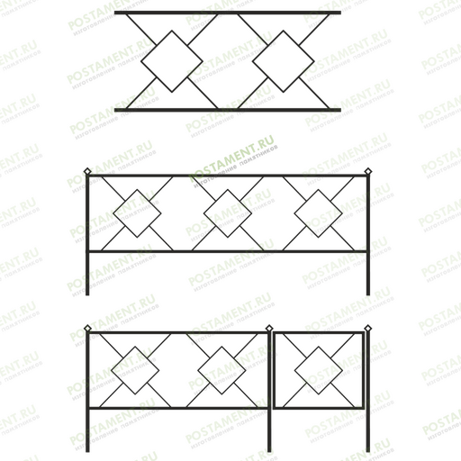 Классическая оградка на кладбище 30003