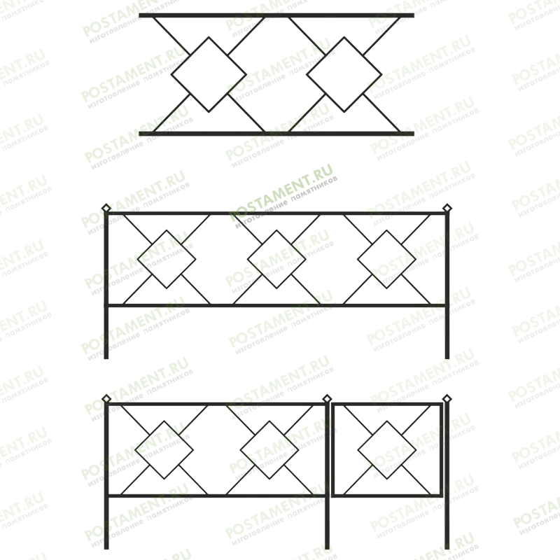Классическая оградка на кладбище 30003