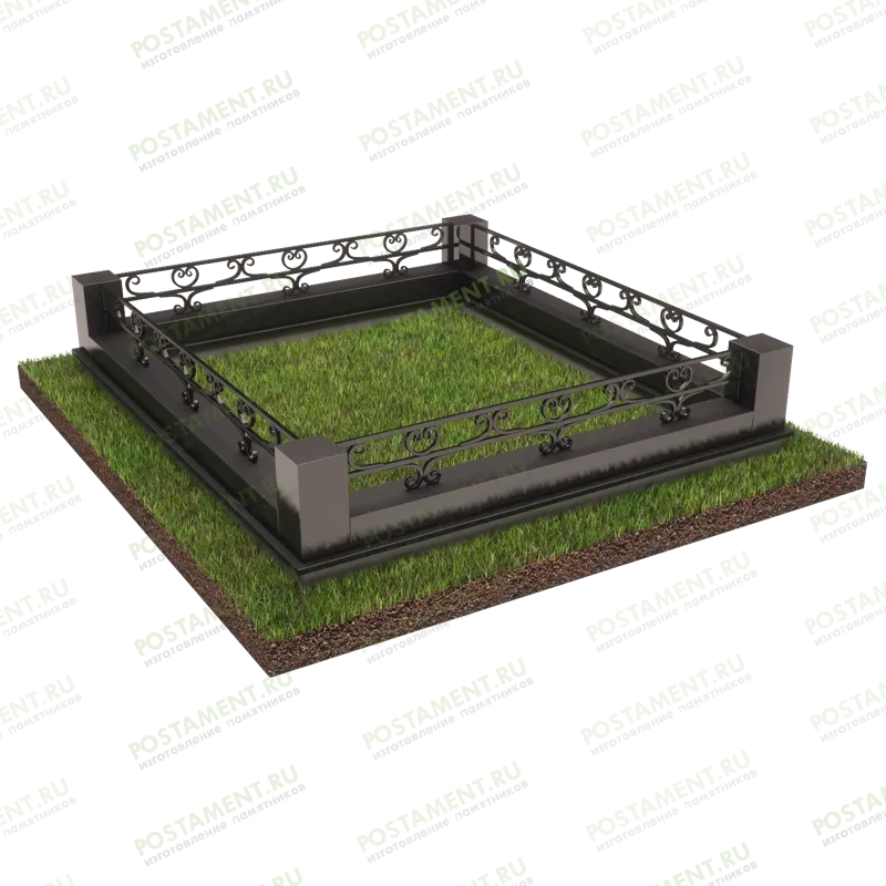 Цоколь с оградой на могилу 22105