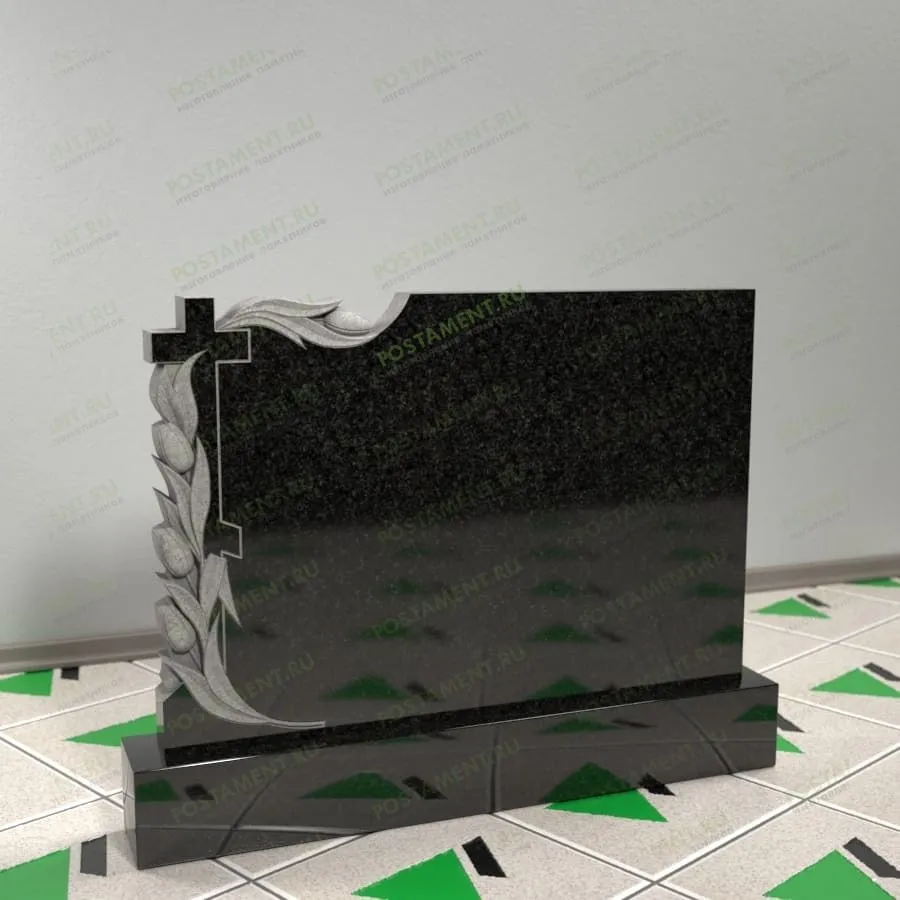 Памятник с крестом и тюльпанами на могилу 17708