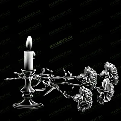 4 гвоздики и свеча на памятник 92018