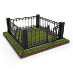 Высокий цоколь на могилу с оградой 22162