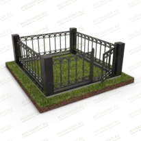 Высокий цоколь на могилу с оградой 22162