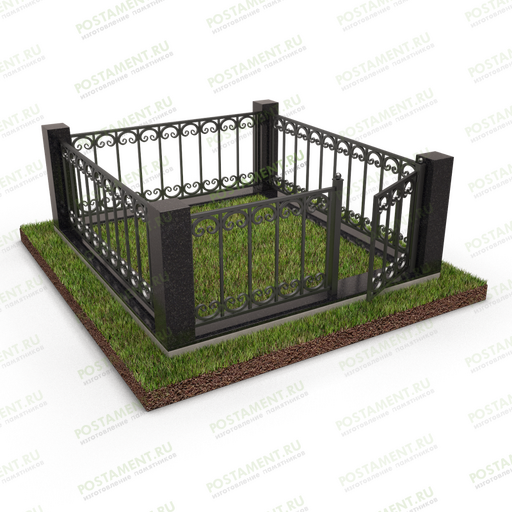 Высокий цоколь на могилу с оградой 22162