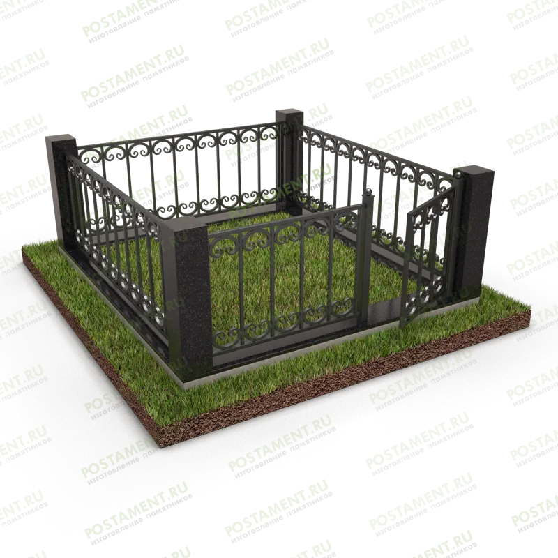 Высокий цоколь на могилу с оградой 22162