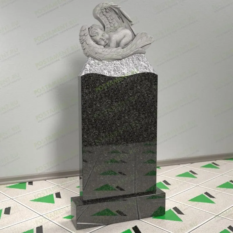 Памятник с ангелочком из мрамора и гранита