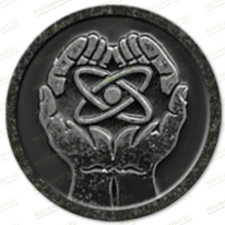 Значок Атом в ладонях на памятник 91935